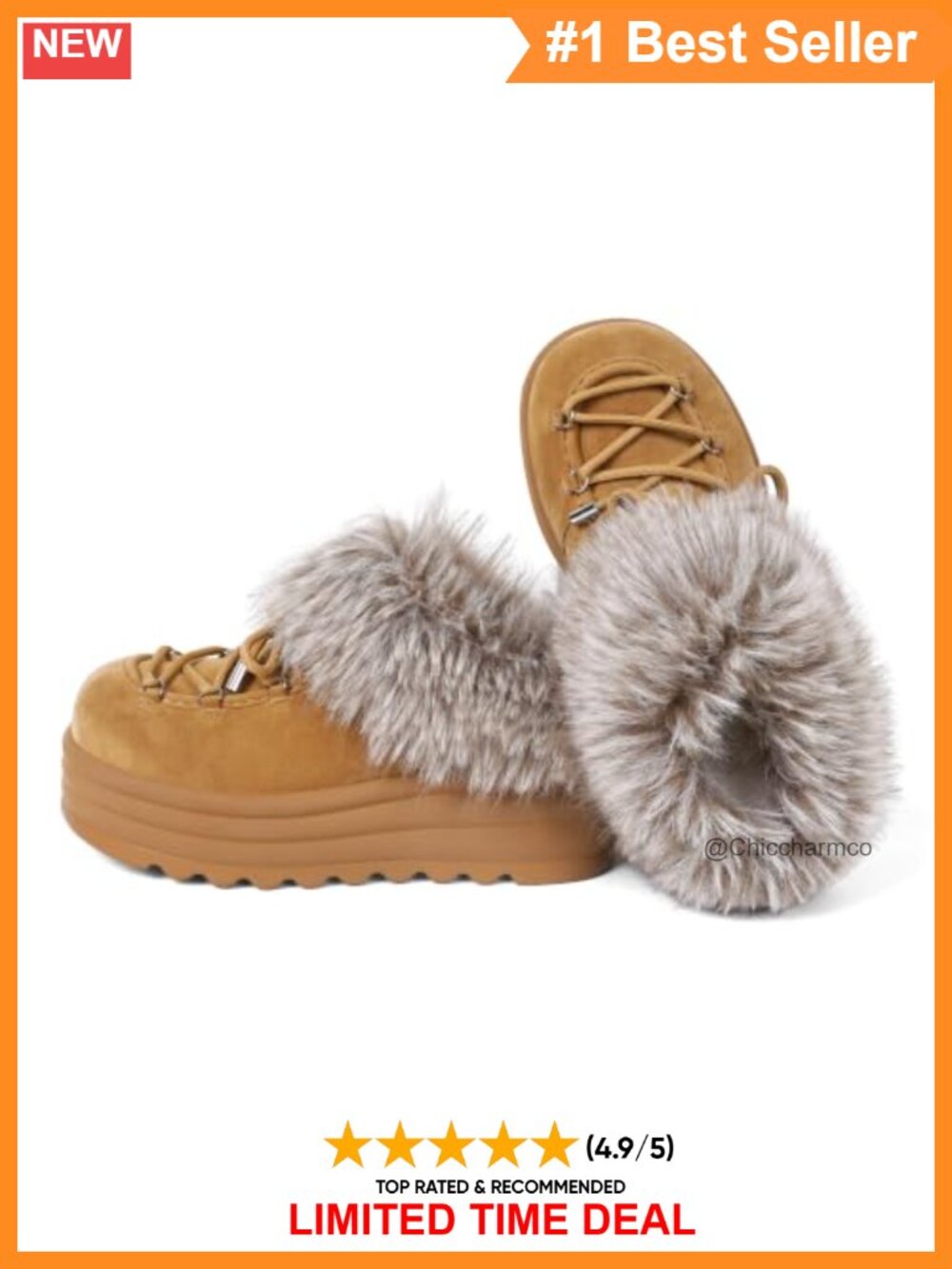 Faux Fur Lined Platform Mules Slip On Winter Clogs Casual Shoes